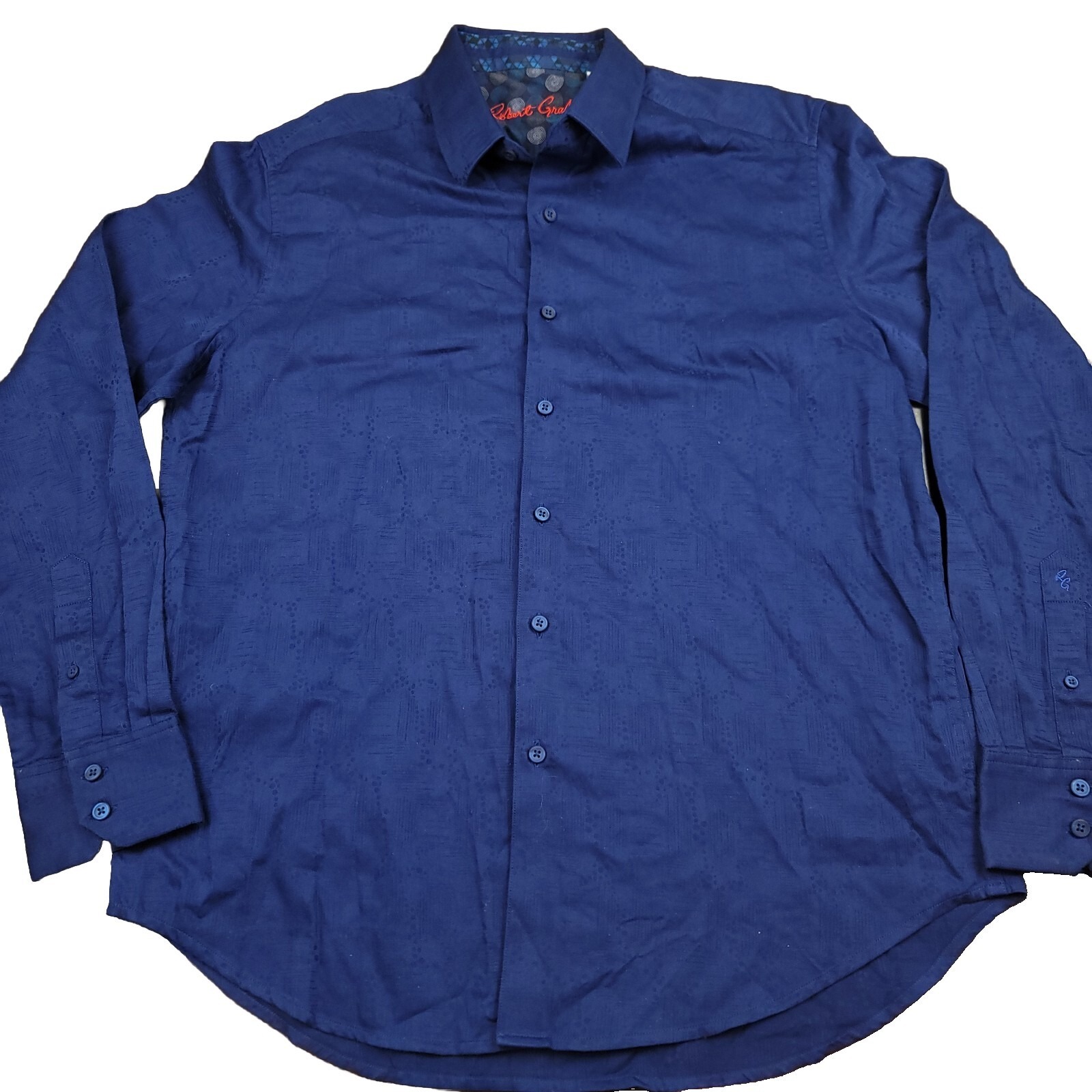 Robert Graham Mens L Sport Shirt Long Sleeve Flip Cuff Geometric Print Western